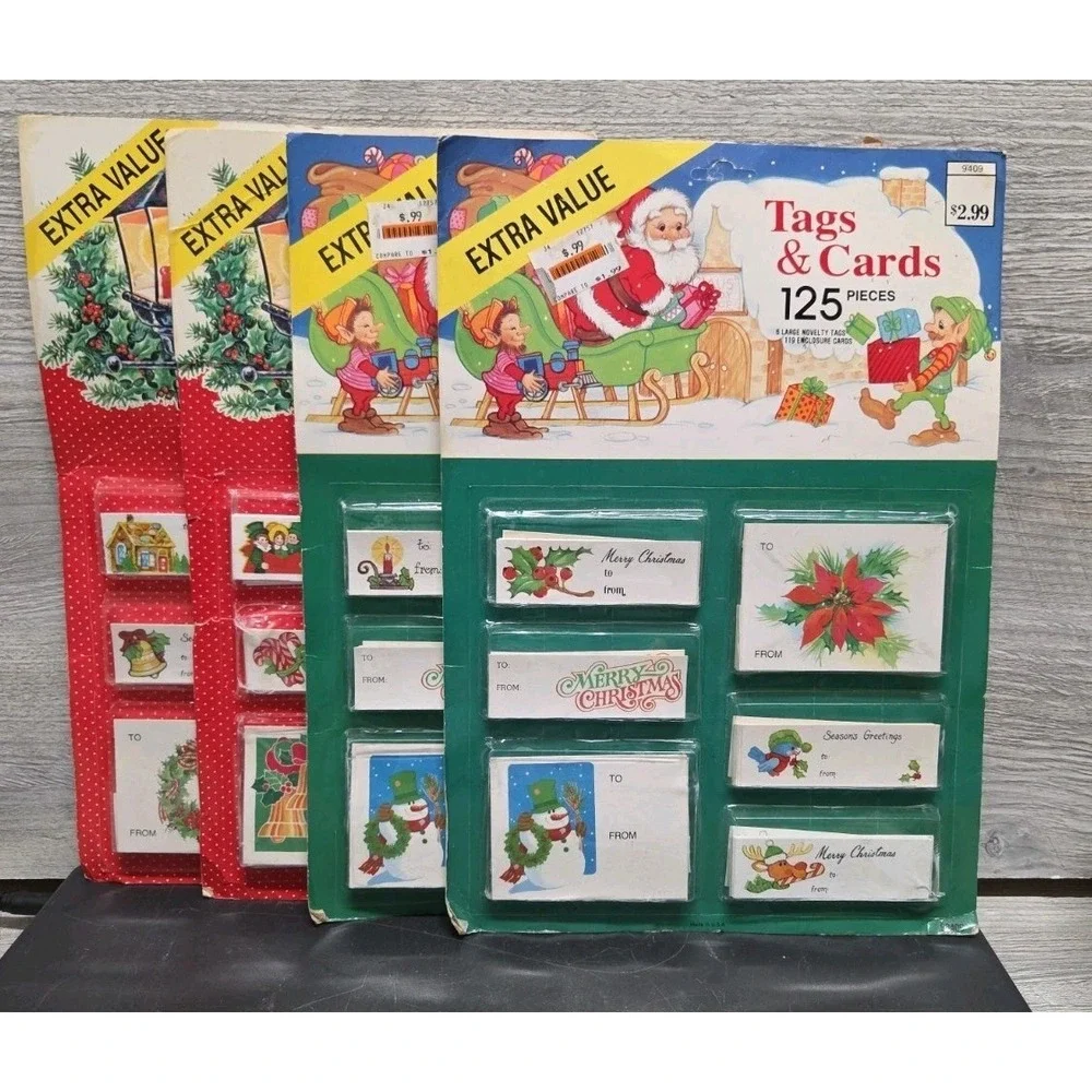 Vintage Christmas Gift Tags Lot Hallmark American Greetings Unopened Holiday E6